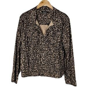 d. Jeans leopard jean jacket women's size 1X button front